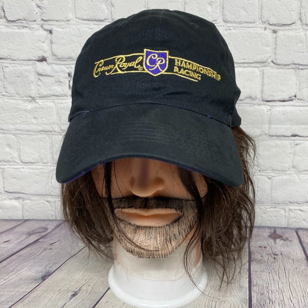 Crown Royal Championship Racing Dad Hat Cap Strap Back Black - Hat is wrinkled